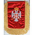 Embroided red flag for the car - with Serbian emblem