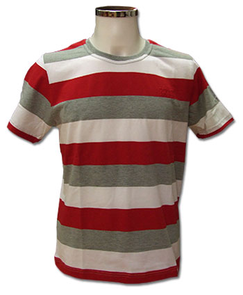 Red white grey shirt