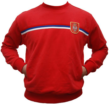 Sweatshirt Serbia with stripes - red