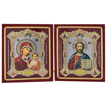 Diptih u plišu - Gospod Isus Hrist i Bogorodica (20x17cm)