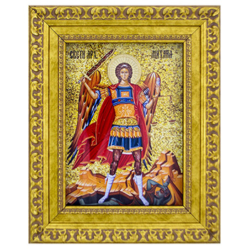 Икона Свети Арханђел Михаило позлаћена 28x23цм