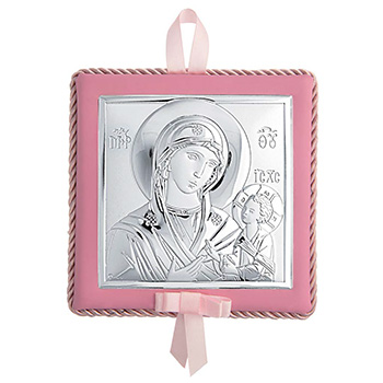 Musical icon for babies Virgin Mary, silver-plated 14x14cm