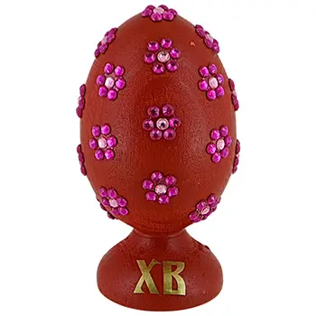 Ukrasno drveno vaskršnje jaje sa postoljem i cirkonima 8x4cm