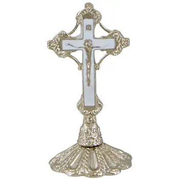 Metalni stoni krst - beli 6,5 x 3 cm