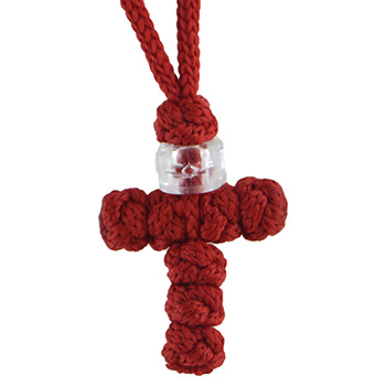 Knitted cross for car - red