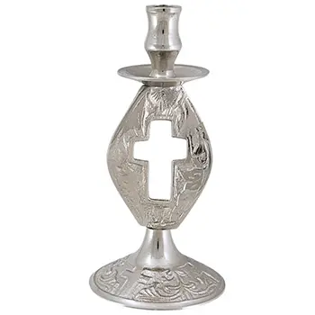 Svećnjak od mesinga sa hromiranim završnim slojem 11x5,5cm