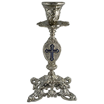 Svećnjak metalni kovani - srebro-1