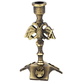 Metal candlestick Two-headed eagle with emblem