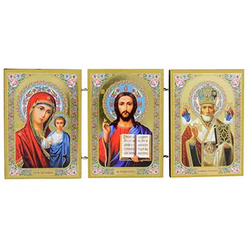 Triptih Gospod, Bogorodica, Sveti Nikola 8,5x19cm