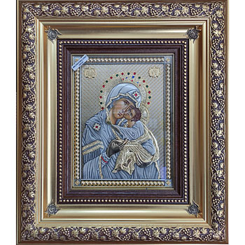 Icon of virgin Mary with iconographed face 40x46 cm-1