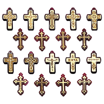 Wooden crosses with red polystyrene frame (pack of 18 pcs)