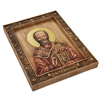 Икона Свети Никола дуборез 26x32цм-1
