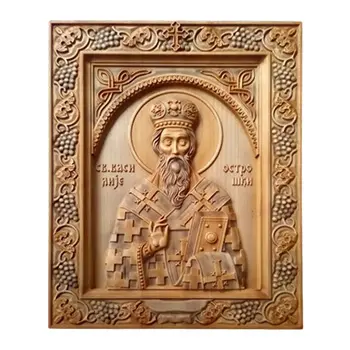 Ikona Sveti Vasilije Ostroški duborez 26x32cm