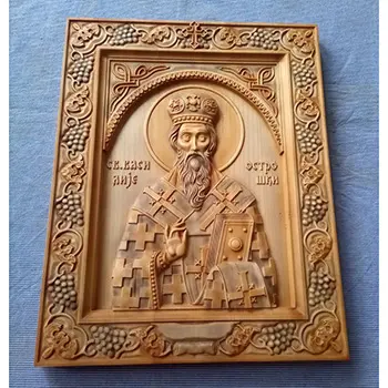 Ikona Sveti Vasilije Ostroški duborez 26x32cm-1