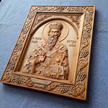 Ikona Sveti Vasilije Ostroški duborez 26x32cm-2