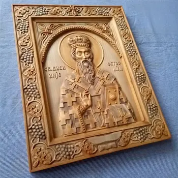 Ikona Sveti Vasilije Ostroški duborez 26x32cm-3