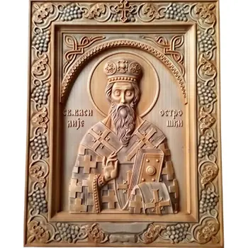 Ikona Sveti Vasilije Ostroški duborez 26x32cm-4