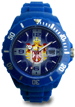 Ručni sat Srbija sa datumom - plavi