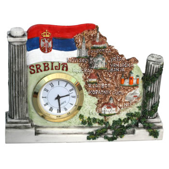 Table clock with map of Serbia