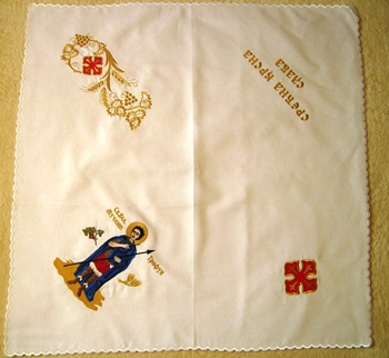Knitted religios table cloth - St. Trifun