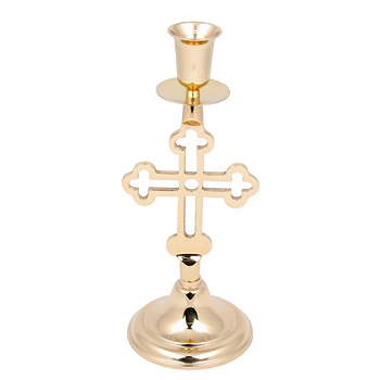 Slavski mesingani svećnjak sa krstom