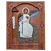 Ikona Beli Anđeo - ručno oslikan duborez u drvetu 30x40cm