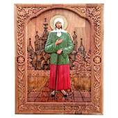 Ikona Sveta Ksenija Petrogradska - ručno oslikan duborez u drvetu 30x40cm