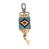 Wool hand-woven keychain smaller - blue