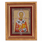 Ikona Sveti Nikola uramljena, zastakljena 12x10.5cm