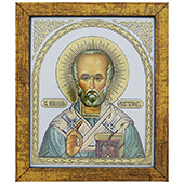 Ikona Sveti Nikola uramljena 20,5x17,5cm