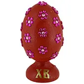 Ukrasno drveno vaskršnje jaje sa postoljem i cirkonima 8x4cm