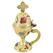 Brass censer, enameled 14x6cm - yellow