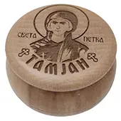 Дрвена кутија за тамјан - Света Петка 4x6цм