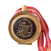 Дрвена чутура са бакарном гравуром Св. Ђорде